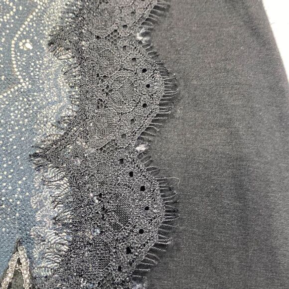 Desigual 3/4 Sleeve Ivette V-Neck Embellished Tee  Top Black M‎ - Picture 4 of 11